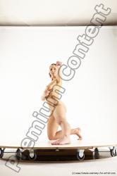 Nude Woman White Kneeling poses - ALL Slim Kneeling poses - on one knee long black Multi angle poses Pinup